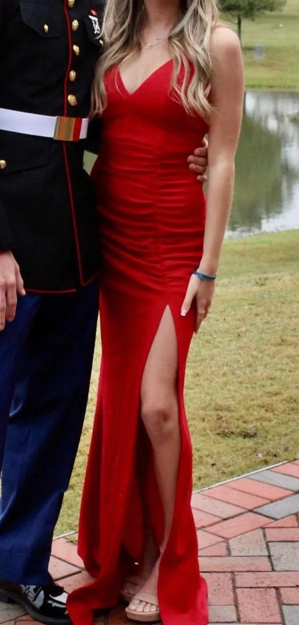 Long Formal Dress Red Size XS - Image 2