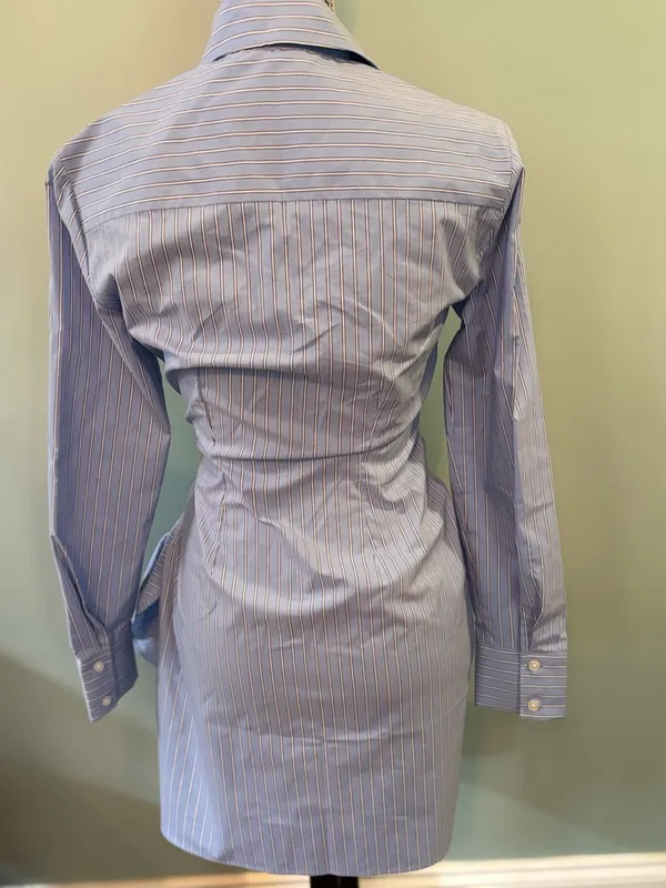 NWOT Abercrombie & Fitch Light Blue Pinstripe Long Sleeve Shirt Dress - Image 6