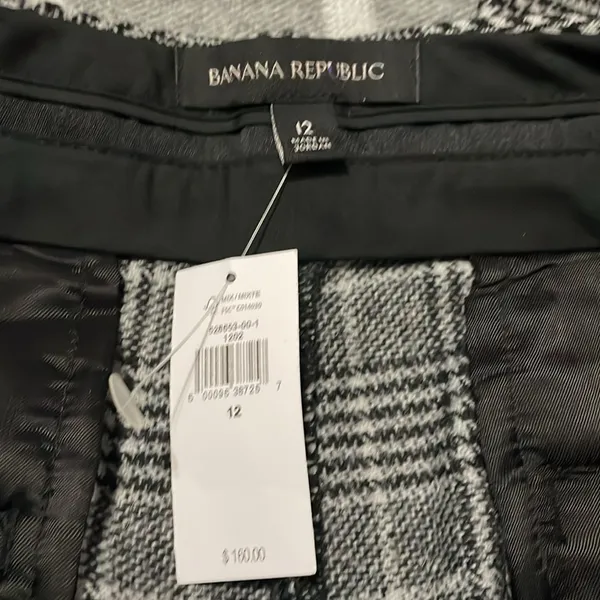 NWT Banana Republic Brooke Gray Plaid Wool Pants Minimalist Career Preppy Office - Image 5