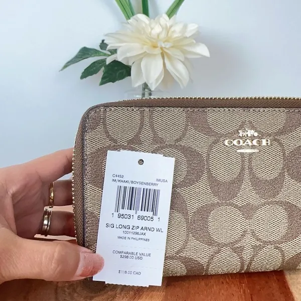NWT Coach Long Zip Around Wallet‎ In Signature Canvas - Image 7