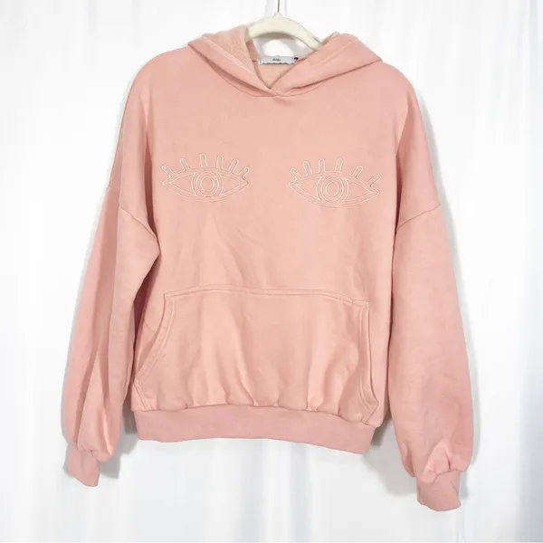 Adika Pink Eyes Novelty Graphic Trendy Pullover Oversized Hoodie Sweatshirt - Image 4