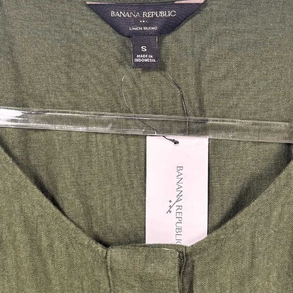 Banana Republic Linen Blend Utility Romper Long Sleeve Army Olive Green‎ Size S - Image 3