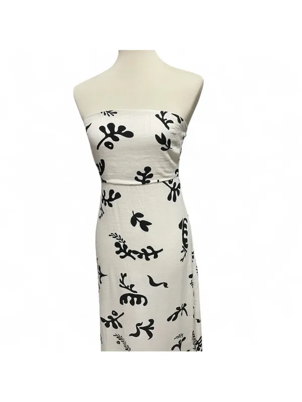 Paper Heart White & Black Floral Linen Maxi Dress - Image 4