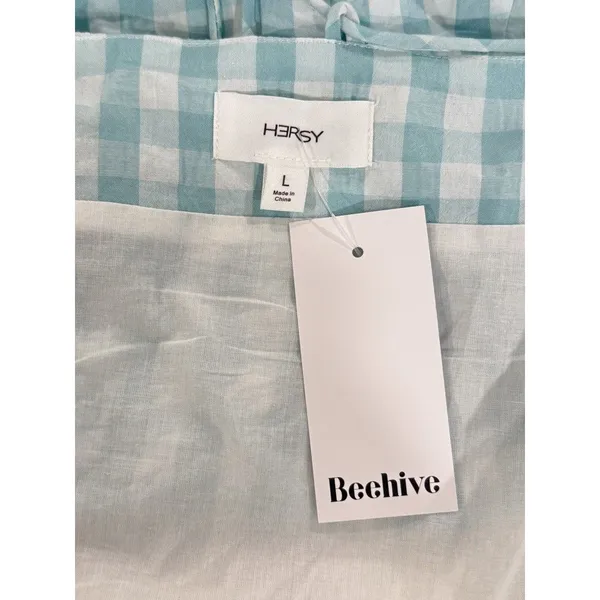 NWT Hersy Womens Top Blue Plaid Camisole Swing Sleeveless Cottagecore Large - Image 4