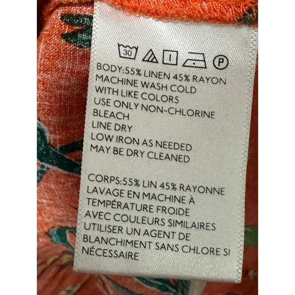 Urban Outfitters Carmen Orange One Shoulder Linen Knit Floral Midi Dress‎ XS - Image 9