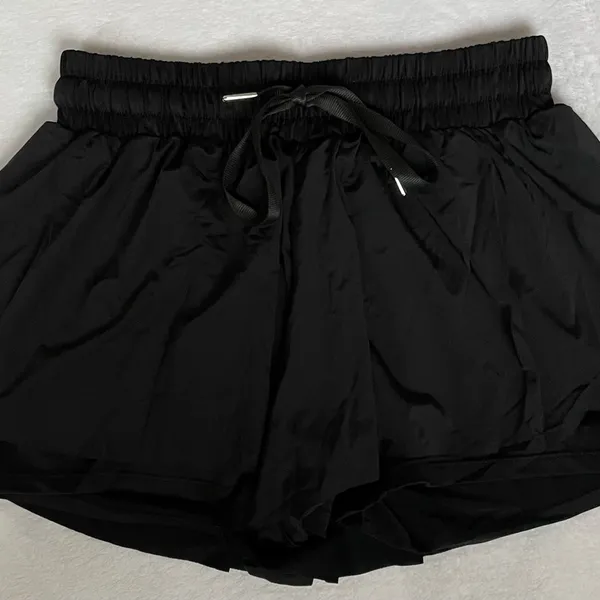 Flowy Athletic Shorts 2 in 1 Butterfly Woman High Waisted Workout Gym Black, XS - Image 3