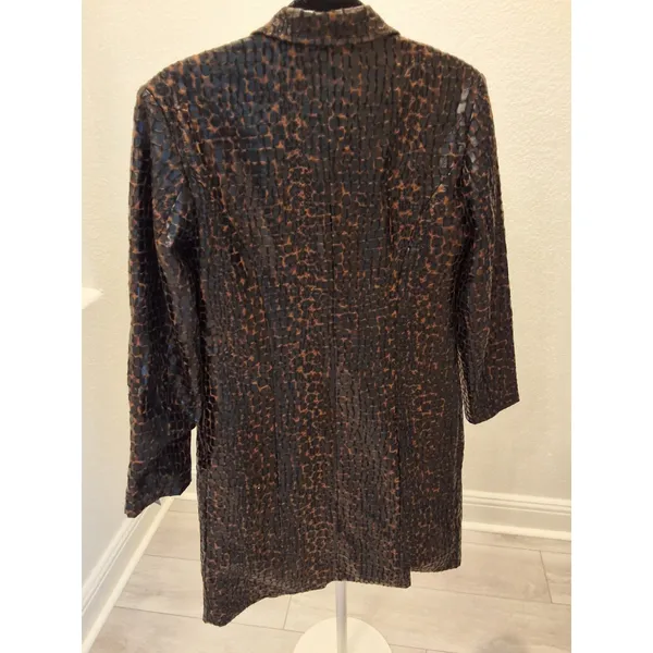 Selene Sport Vintage S Faux Snakeskin Leather Animal Print Long Jacket Coat NWOT - Image 2