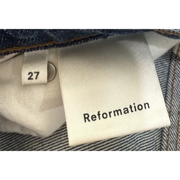 Reformation Winona Mid Rise Straight Leg Jeans Crop Baltic Button Fly‎ Size 27 - Image 5