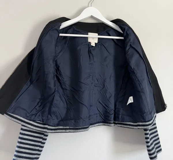 J. Crew Factory Suiting Wool Striped Tweed Full Zip Jacket Blue Women’s Size 4 - Image 5