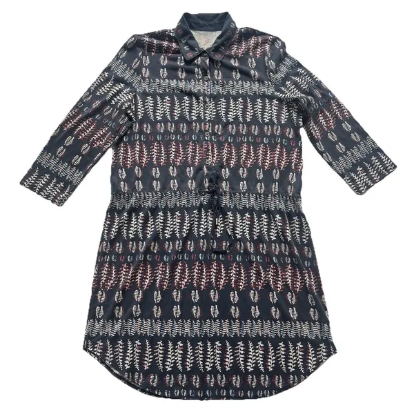 Tory Burch Drawstring Shirt Dress L Willow Fern Pima Cotton Resortwear Vacation - Image 2