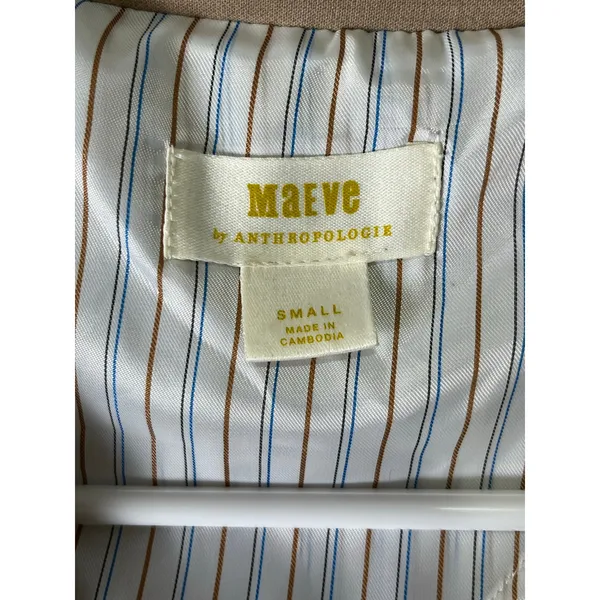 Maeve Pleated Back Belted Blazer Beige Tailored Career Office Jacket Size Small - Image 7