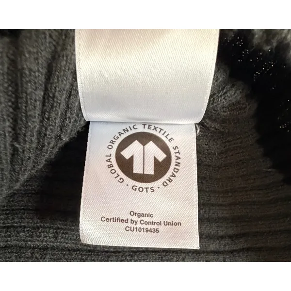 Everlane Womens LOrganic Cotton Poncho Sweater Black Side Slit Crew Neck Ribbed - Image 7