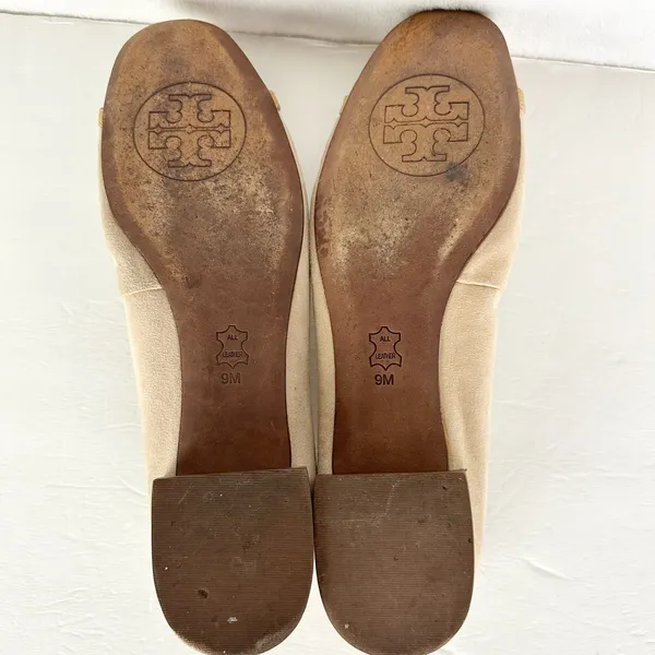 Tory Burch Cap Toe Ballet Flats Size 9 Suede Patent Leather Butter Yellow Tan - Image 8