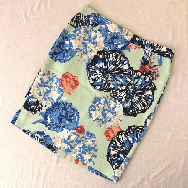 J.Crew Womens Floral Cotton Pencil Skirt‎ Mint Blue Green Size 8 - Image 3