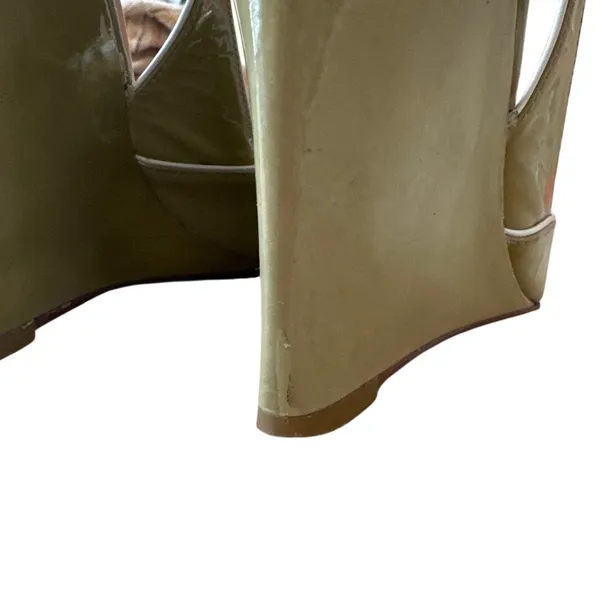 Tory Burch Ella Wedge‎ Slingback Peep Toe Patent Sandals 7 - Image 14