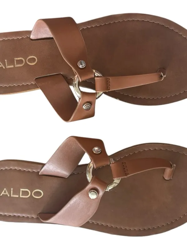 Aldo Tan Thong Sandals W/ Gold Accents - Image 5