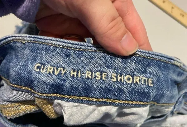 American Eagle Size 4 Curvy High Rise Shortie Light Wash Distressed Jean Shorts - Image 4