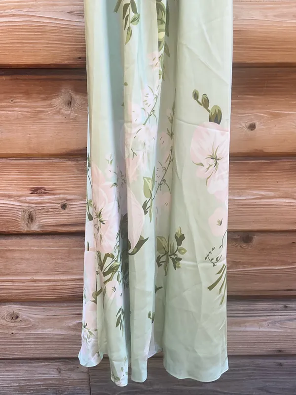 O.p.t. Few Moda Roslyn Size M Green Floral Silk Maxi Dress Few Moda - Image 11