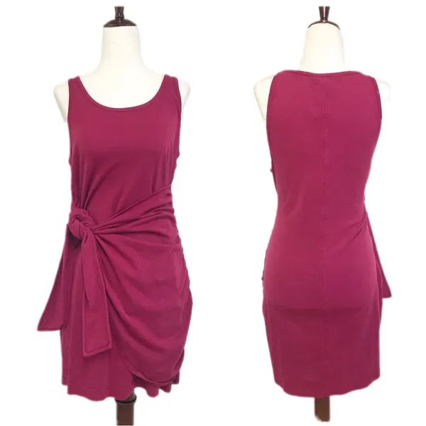 L*SPACE Cypress Burgundy Red Wrap Front Mini‎ Tank Dress Casual Beach Size Small - Image 2