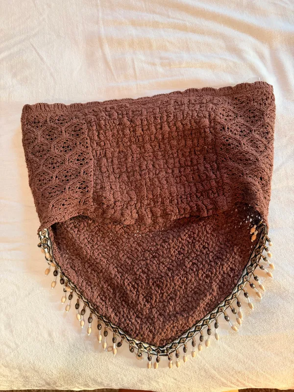 Willow + Root Brown Crochet Beaded Fringe Strapless Tube Top Size M Y2K Boho - Image 2