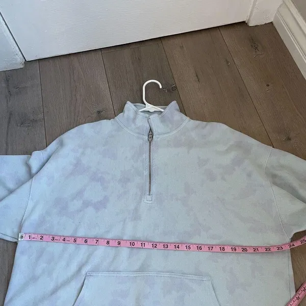 Aerie light blue tie dye quarter zip pullover sweater loungewear - Image 2
