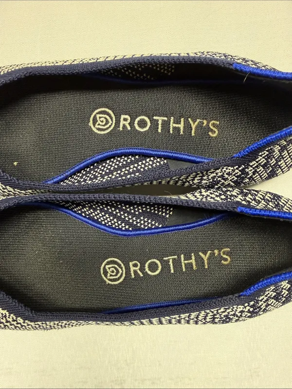Rothy's Navy and White Houndstooth The Point Knit Ballet Flats - Image 6