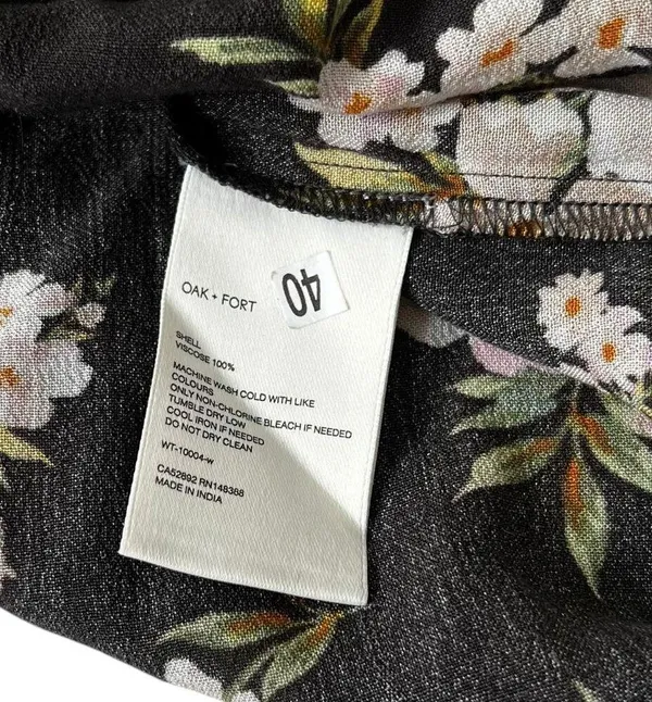 Oak + Fort Black Floral Shirt Women Top Size Medium | 62-60 - Image 3