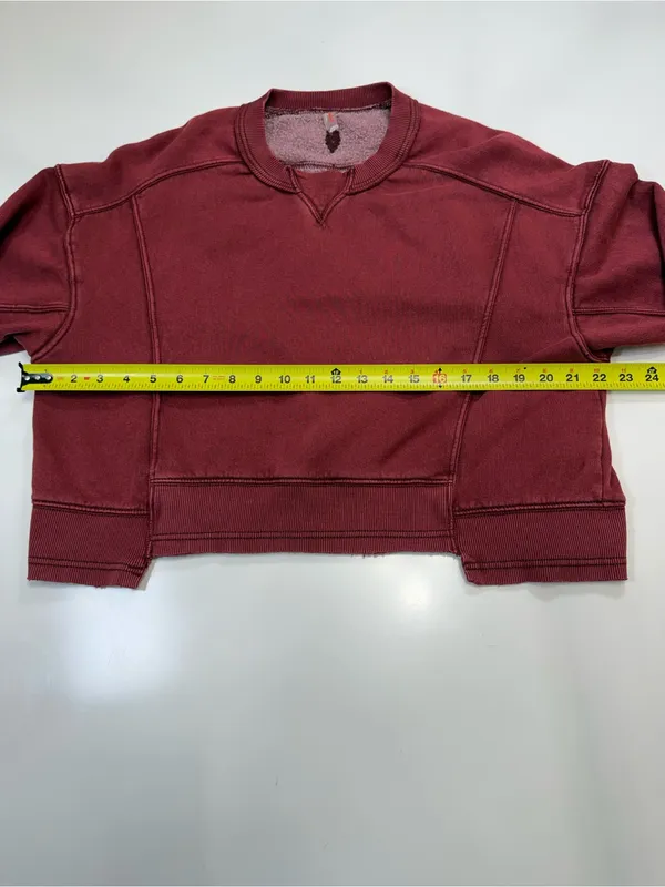 Free People Maroon Relaxed Crewneck Sweatshirt - Image 4