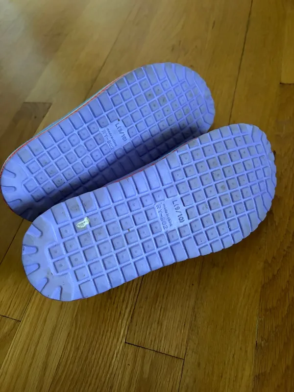 Purple Womens Plastic Clogs Sz 9 10 Slip On Laces Perforated Shoes - Image 4