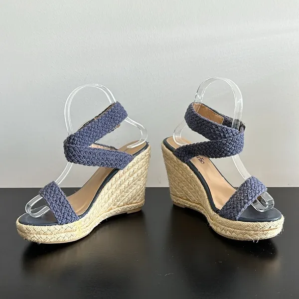 Charming Charlie Blue‎ Wedge Sandals Sz 6 - Image 3