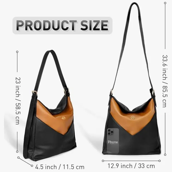 Black and brown vegan leather bucket bag petite Simone - Image 2