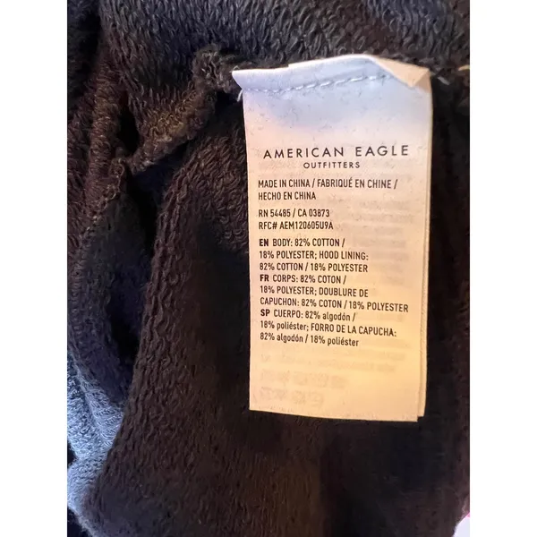 American Eagle Outfitters Seriously Lived In Gray Pullover Hoodie Sweatshirt Med - Image 9