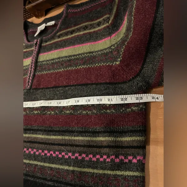 Vintage Field Gear Quarter Zip Striped Red Gray wool Sweater Size Large - Image 6
