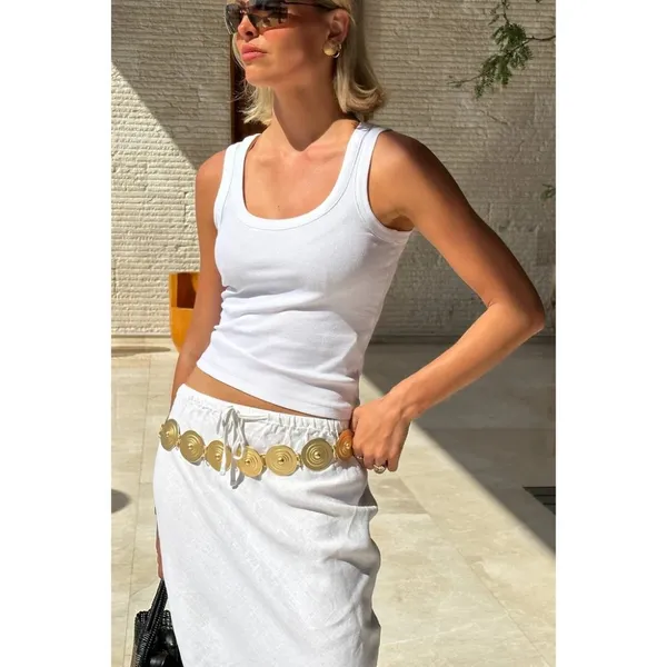 YLLW THE LABEL Marbella Belt in Matte Gold One Size New Womens Chain - Image 10