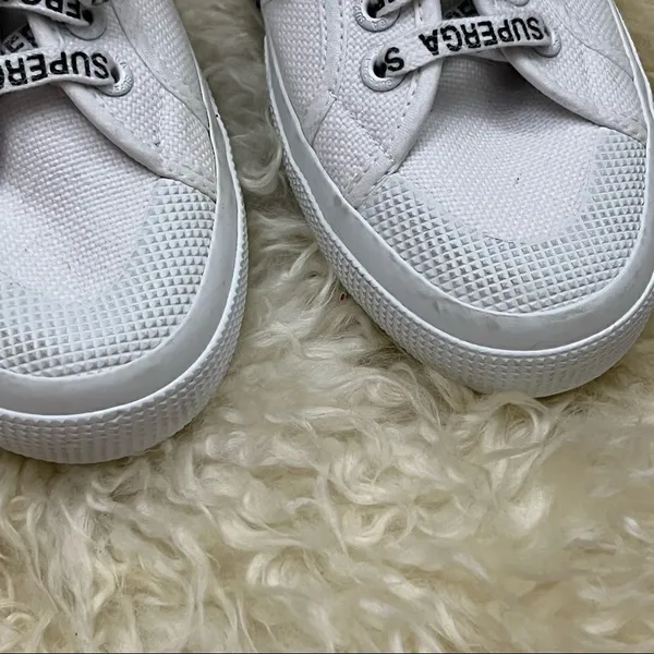 Superga White Slip On Backless Sneakers Logo Laces 39/7 - Image 5