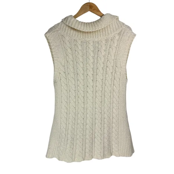 Eddie Bauer Cable Knit Sweater Vest Cardigan Sz Large Wool Blend Button Front - Image 2