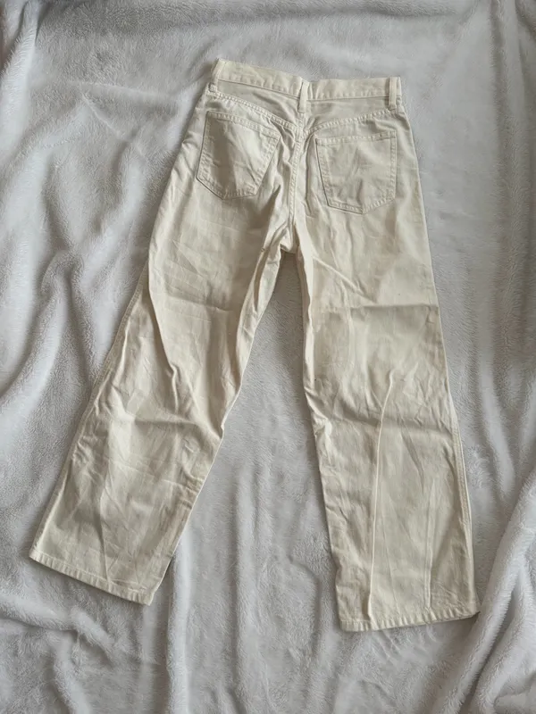 Uniqlo Cream Wide-Leg Pants High Waisted - Image 4
