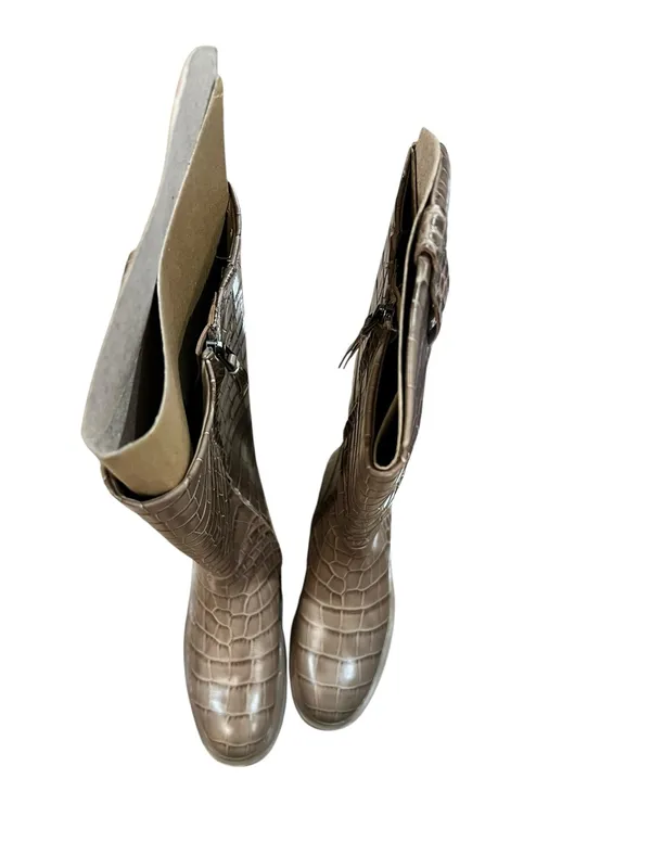 Sam Edelman Fable Cedarwood Croc Leather Tall Riding Boots Size 8 New in Box - Image 10