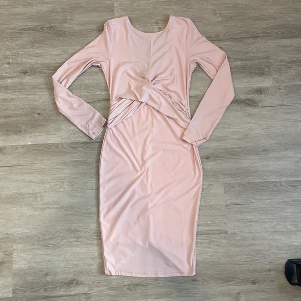 Windsor Dress Bodycon Pink Midi Ruched M - Image 3