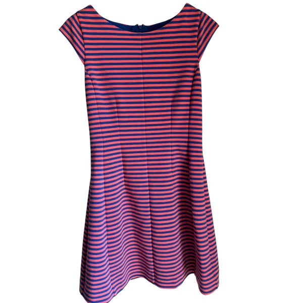 Lilly Pulitzer Pink Blue Striped Fit & Flare Dress Medium Preppy Resort - Image 3