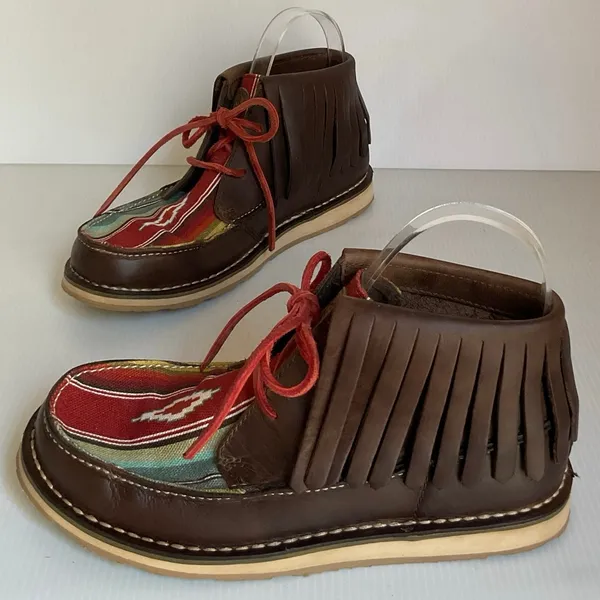 Ariat Fringe Leather Moccasin Boots Women’s 6 Western Boho Multicolor Suede - Image 3