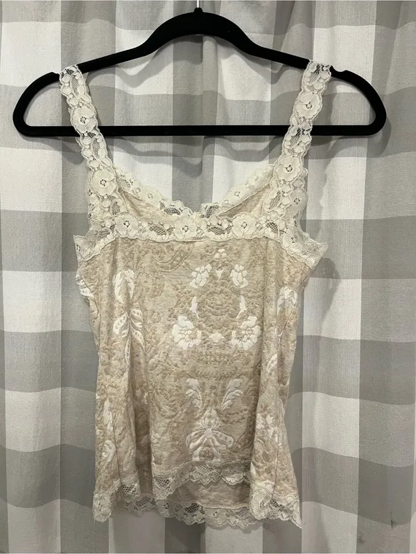 Arianne Lace-Trim Floral Camisole - Cream & White - Image 4