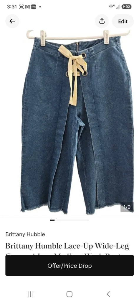 Brittany Hubble Women's High-Waist Wide-Leg Split Hem Jeans with Front Size 10 - Image 2