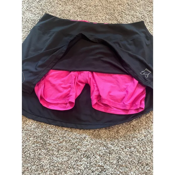 Skirt‎ Sports Womens Gym Girl Ultra Skort Black Pink Running Tennis Skirt Large - Image 4