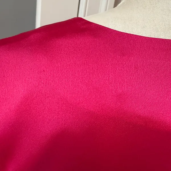 Milly Stella Satin Red Pink Colorblock Tie Waist Long Sleeve V-Neck Mini Dress 4 - Image 8