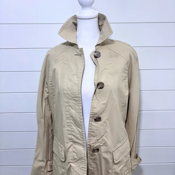 J.Crew‎ 100% cotton tan trench coat with hidden buttons down front Size XS - Image 2