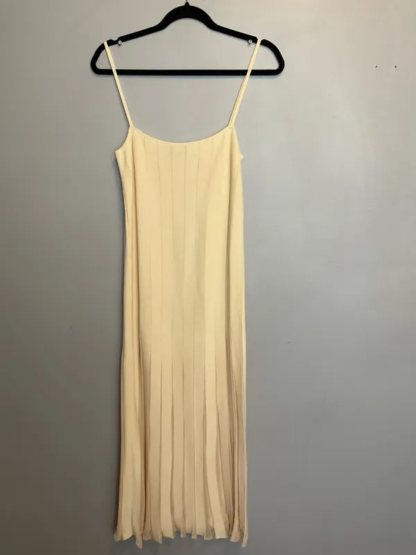ZARA Ribbed Dress Knit Midi Cream fit and flare L - Image 3