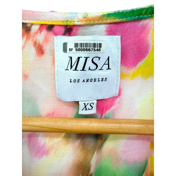 MISA Los Angeles Dakota Dress Hello‎ Yellow Flora Ruffle Chiffon Midi Dress XS - Image 4