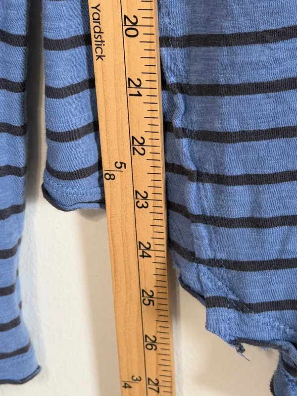 Free People Striped Blue Long Sleeve Top Size Large Shirt Boho Cotton - Image 11