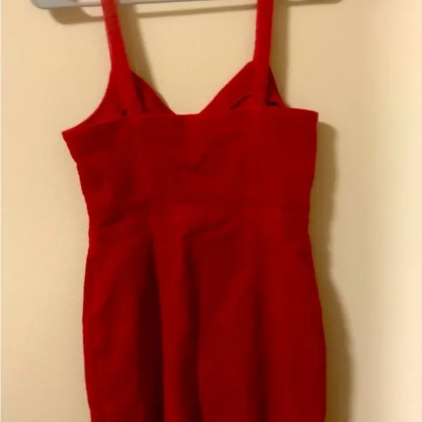 Red Mini Dress with Zipper Size 4 Red Corduroy Dress Trendy & Fashionable - Image 3